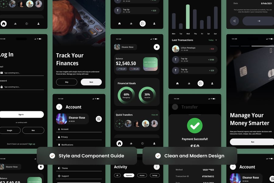 黑色金融科技个人理财应用APP UI KIT素材包-2 黑色金融科技个人理财应用APP UI KIT素材包