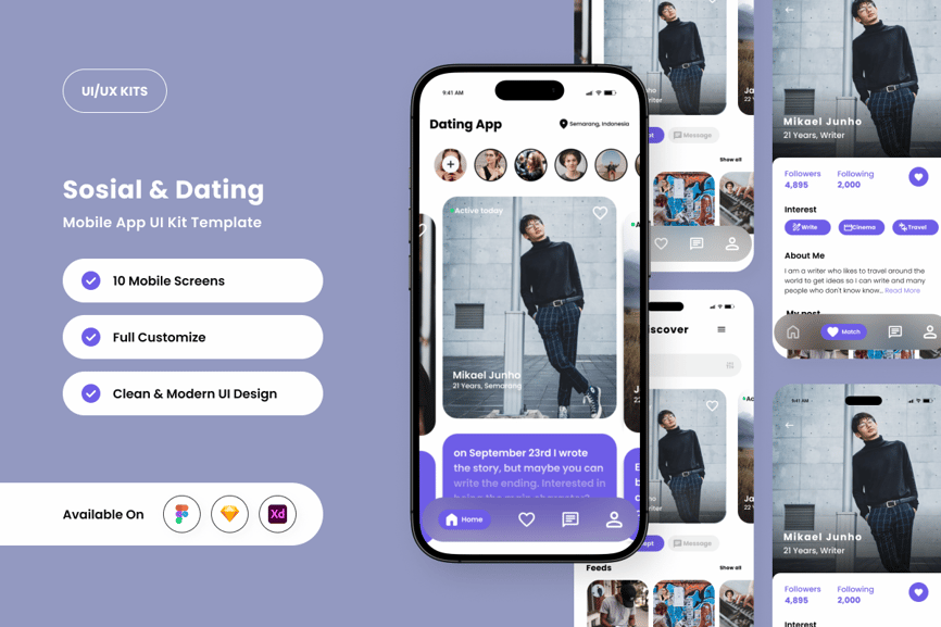 年轻的社交和约会应用APP UI KIT-1 年轻的社交和约会应用APP UI KIT
