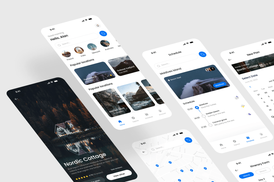 旅行计划移动应用APP UI KIT-2 旅行计划移动应用APP UI KIT