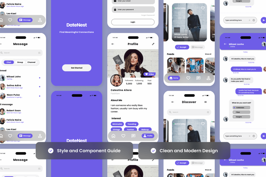 年轻的社交和约会应用APP UI KIT-2 年轻的社交和约会应用APP UI KIT