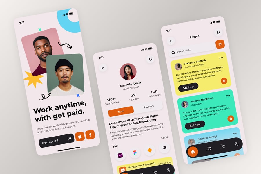 自由职业者平台移动应用APP UI KIT素材包-2 自由职业者平台移动应用APP UI KIT素材包
