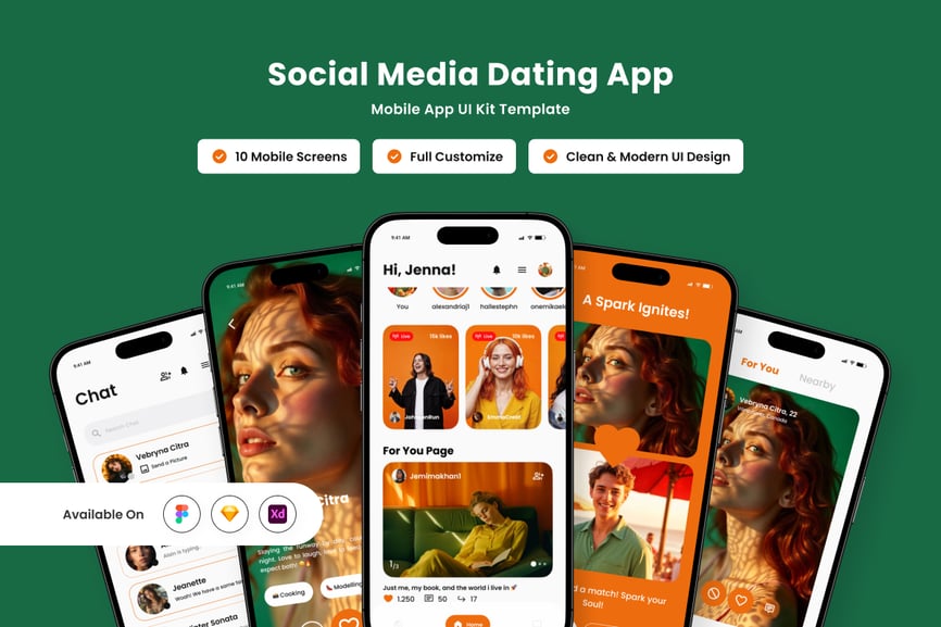 充满活力的社交约会主题APP UI素材包-1 充满活力的社交约会主题APP UI素材包