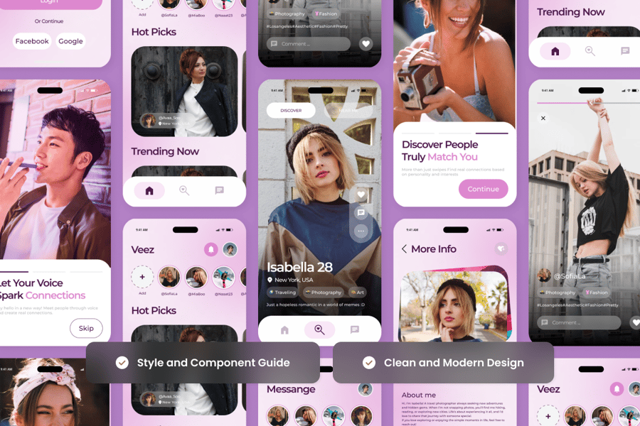 引人入胜的社交约会应用APP UI KIT素材包