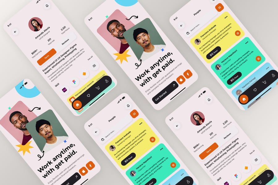 自由职业者平台移动应用APP UI KIT素材包-3 自由职业者平台移动应用APP UI KIT素材包