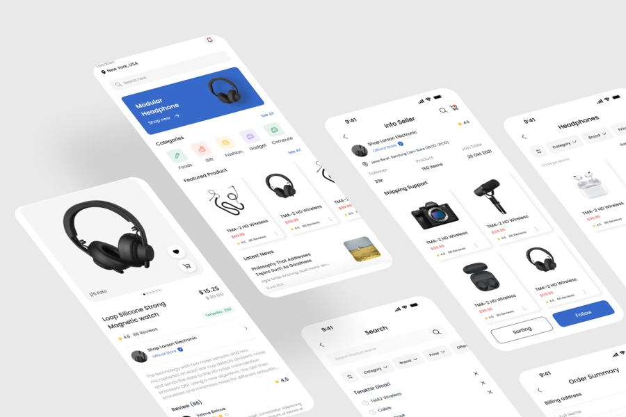 简洁蓝色商店应用APP UI KIT素材包-2 简洁蓝色商店应用APP UI KIT素材包