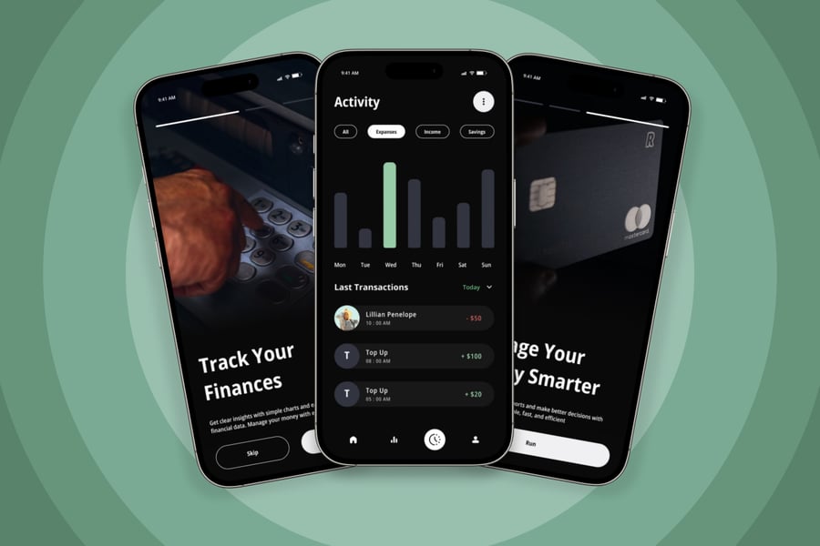 黑色金融科技个人理财应用APP UI KIT素材包-5 黑色金融科技个人理财应用APP UI KIT素材包