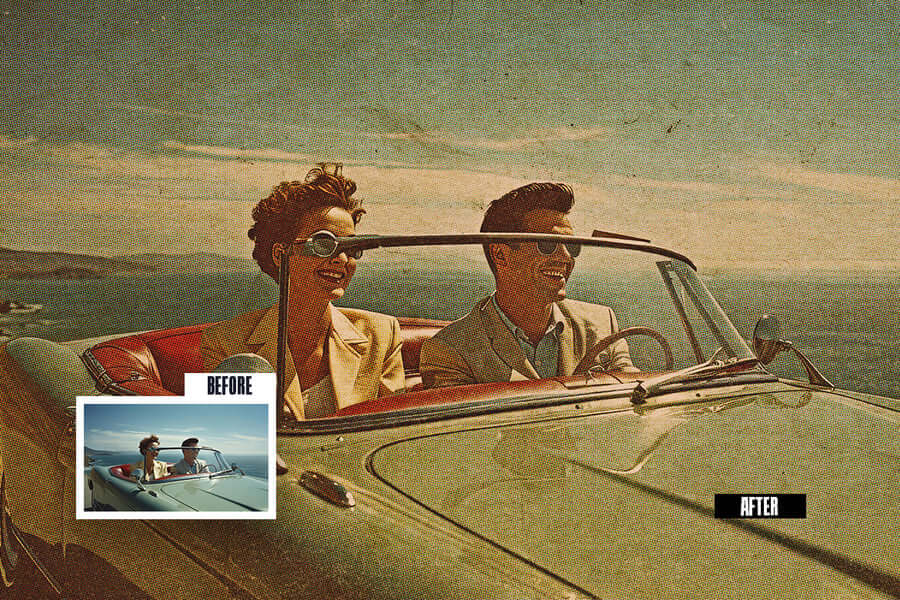 一健生成复古明信片照片效果PSD文件素材