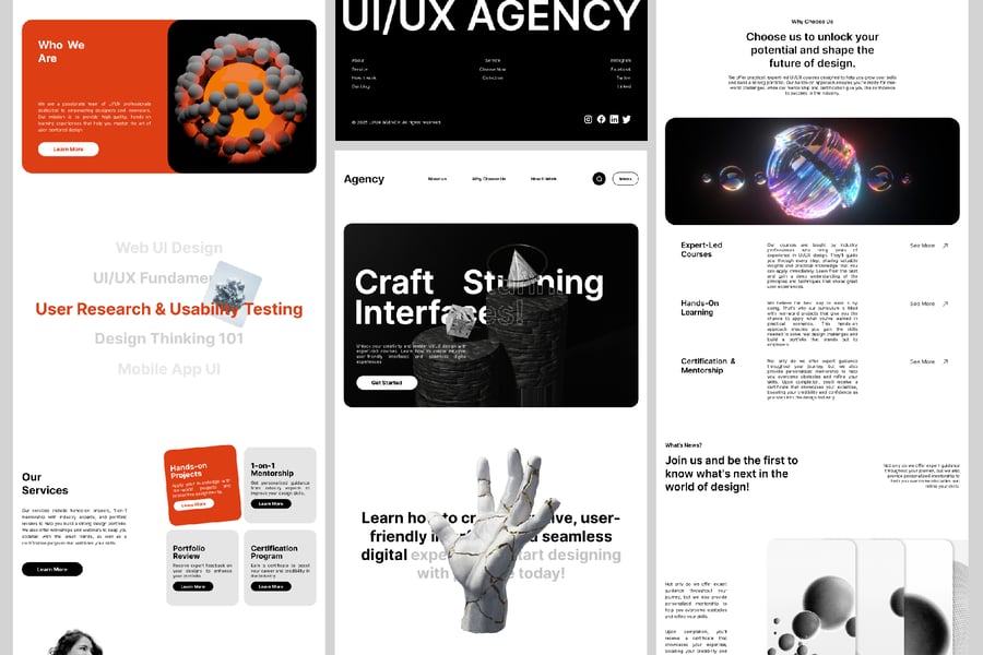 高级黑白色调网站UI设计模板-4 高级黑白色调网站UI设计模板