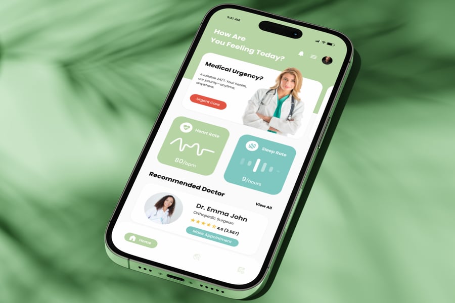 医疗保健和医疗跟踪移动应用APP UI KIT-4 绿色医疗保健和医疗跟踪移动应用APP UI KIT