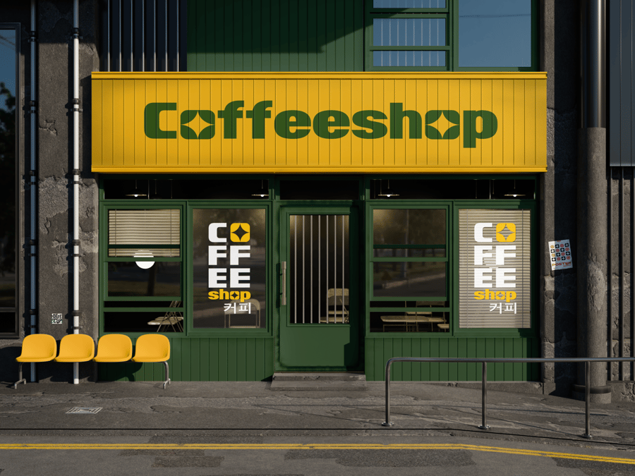 绿色咖啡店面模型PSD样机-3 绿色咖啡店面模型PSD样机