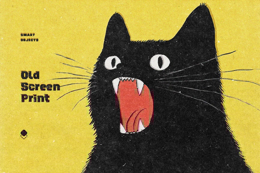 复古破旧丝网印刷效果图片PSD样式素材包