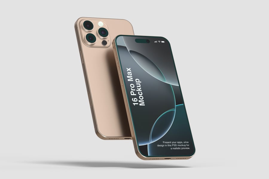 尊贵的iPhone 16 Pro Max手机PSD样机素材包