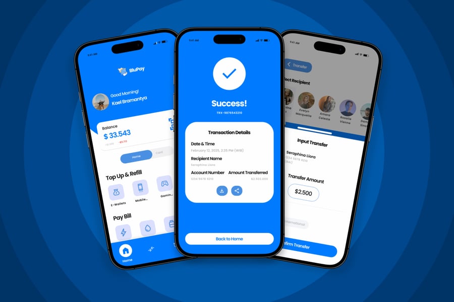 蓝色银行和付款主题APP UI KIT素材包-3 蓝色银行和付款主题APP UI KIT素材包