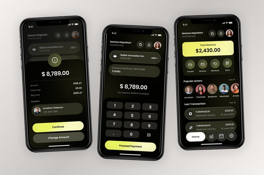 黑色加密钱包主题移动应用APP UI KIT素材包-3 黑色加密钱包主题移动应用APP UI KIT素材包