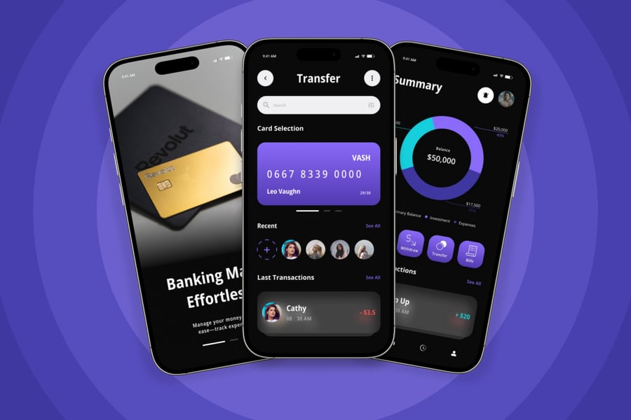 黑紫配色安全数字金融应用APP UI KIT素材包-4 黑紫配色安全数字金融应用APP UI KIT素材包