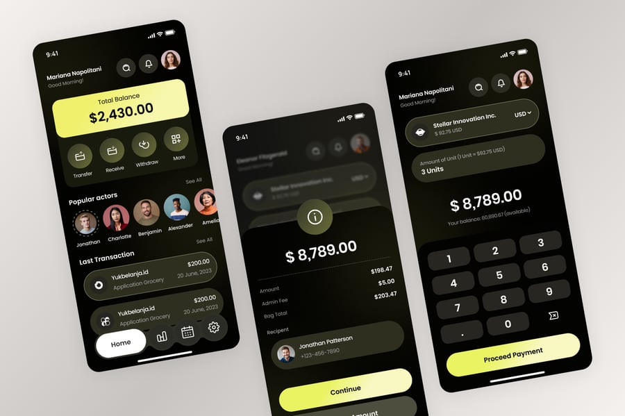 黑色加密钱包主题移动应用APP UI KIT素材包-4 黑色加密钱包主题移动应用APP UI KIT素材包