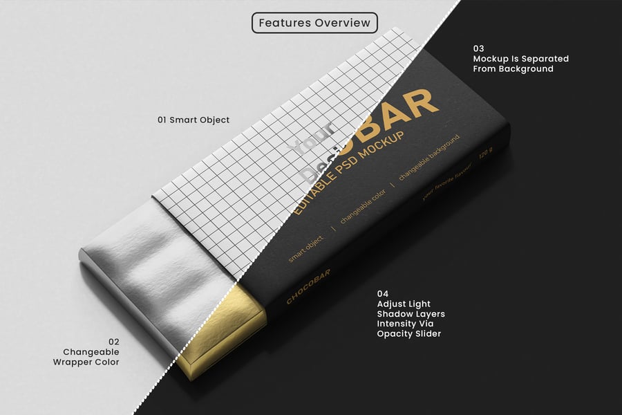 黑金巧克力包装模型PSD样机素材包-3 黑金巧克力包装模型PSD样机素材包