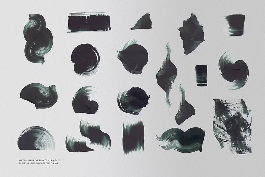 拥有水彩质地的深绿色波浪图案图片素材包