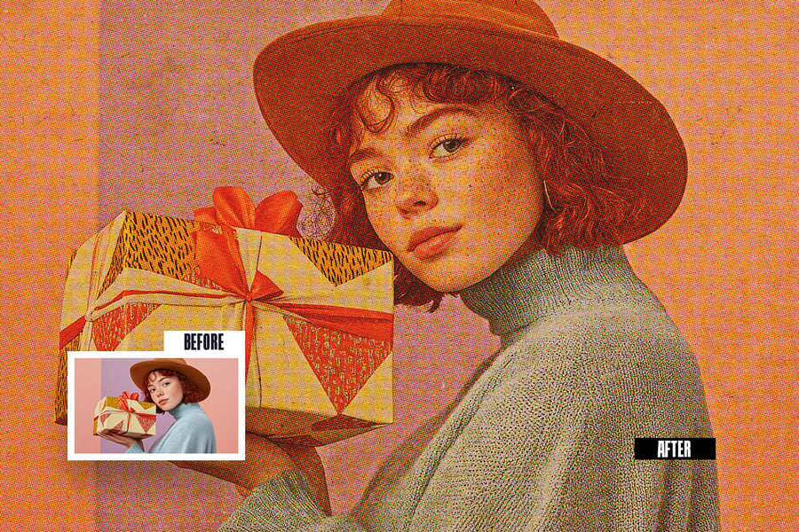 一健生成复古明信片照片效果PSD文件素材