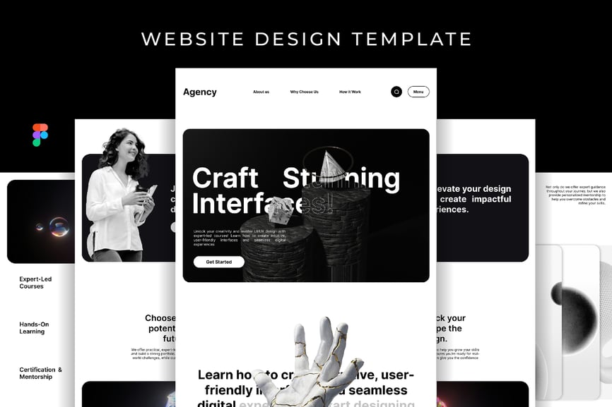 高级黑白色调网站UI设计模板-1 高级黑白色调网站UI设计模板