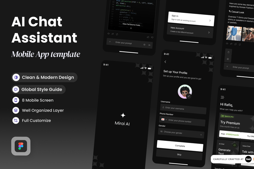 AI聊天移动应用APP UI KIT (FIG)