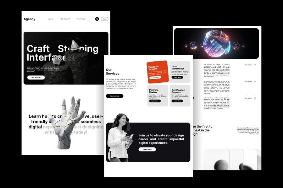 高级黑白色调网站UI设计模板-2 高级黑白色调网站UI设计模板