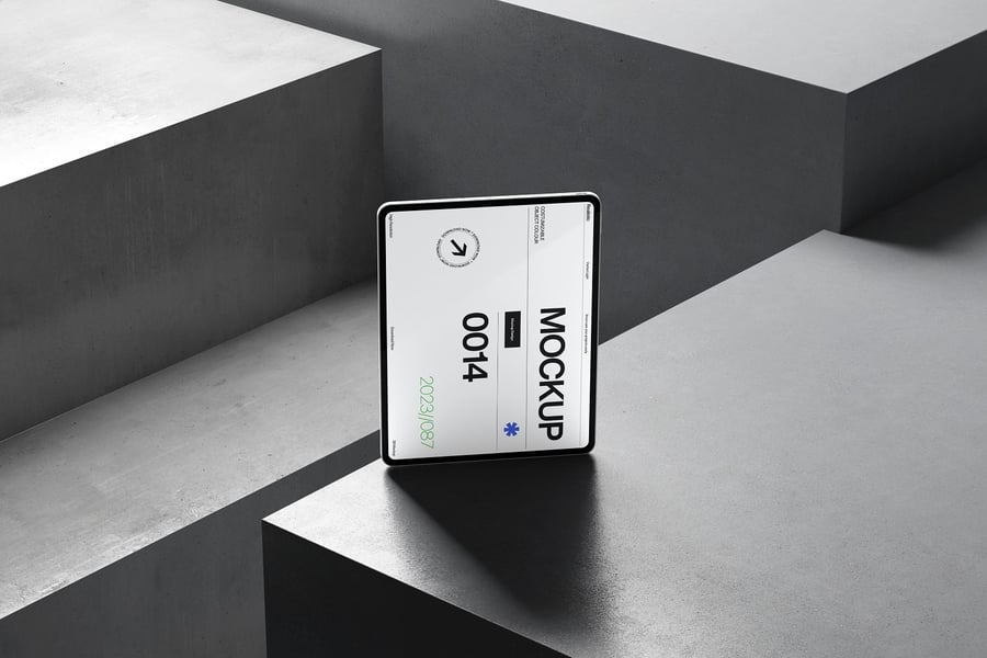 黑色平板电脑设备模型PSD样机素材包