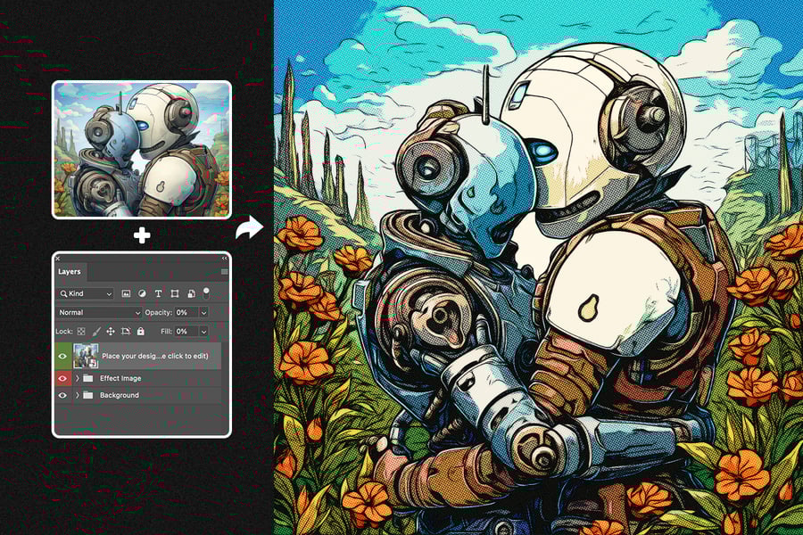 一键生成彩色漫画广场和海报照片效果PSD样式-3 一键生成彩色漫画广场和海报照片效果PSD样式