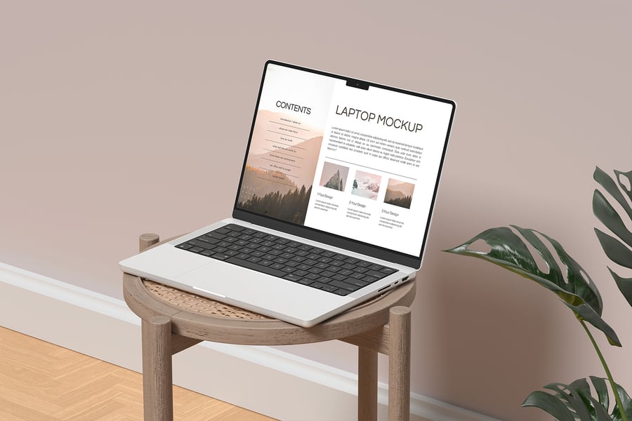 多种角度打开的苹果笔记本电脑模型PSD样机素材包