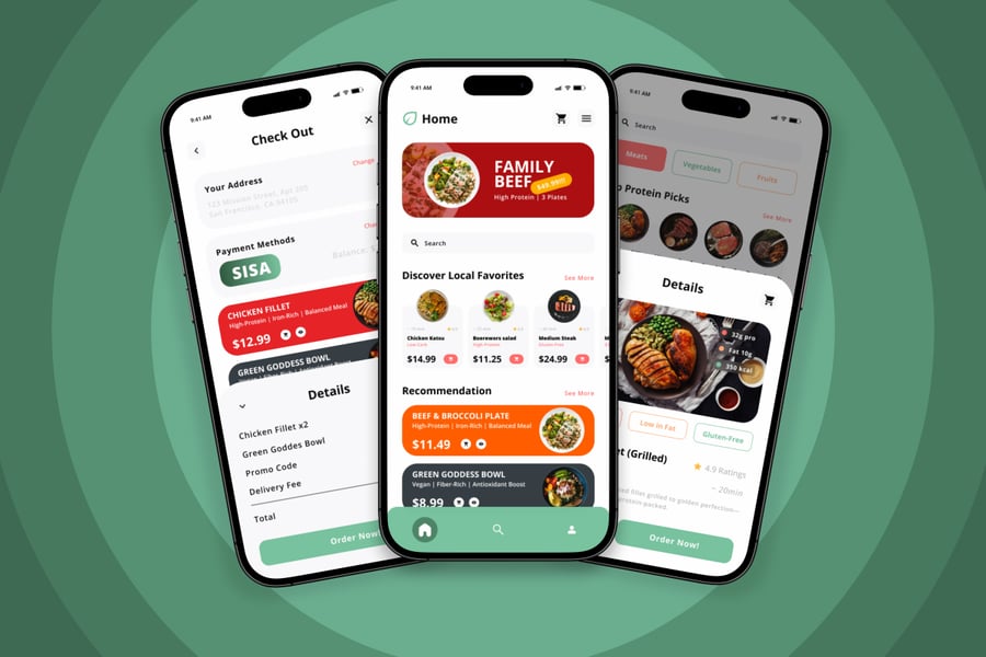 绿色营养健康食品主题APP UI KIT