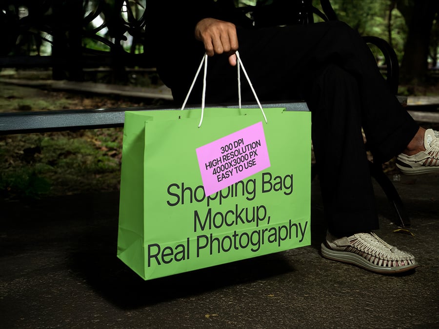 深色购物袋模型PSD样机素材包