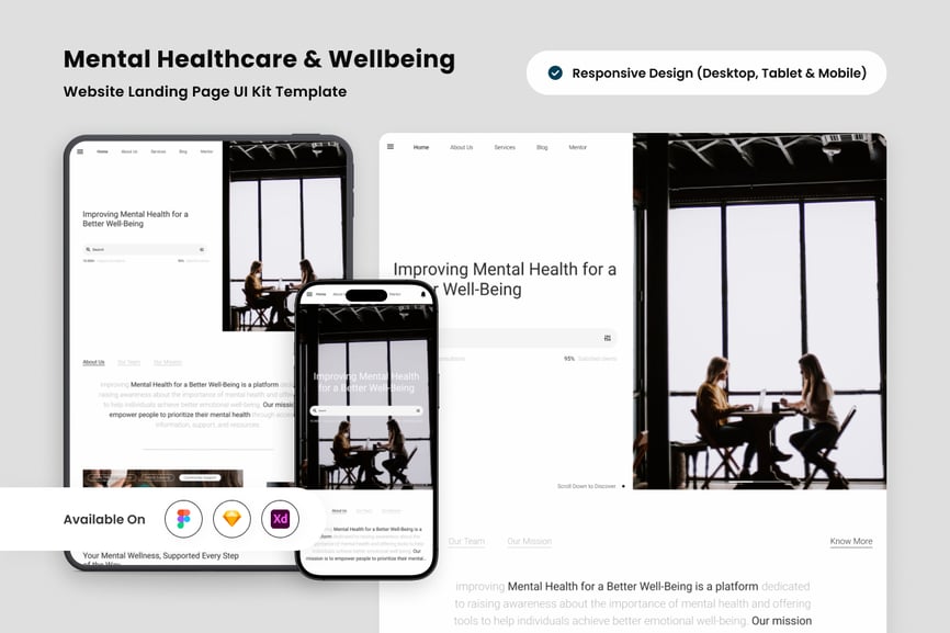 健康着陆页UI设计模板