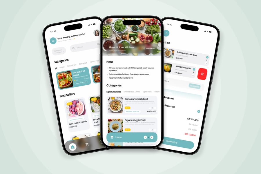 小清新风格食品菜谱UI设计模板APP UI KIT