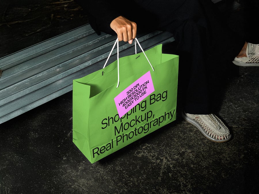 深色购物袋模型PSD样机素材包