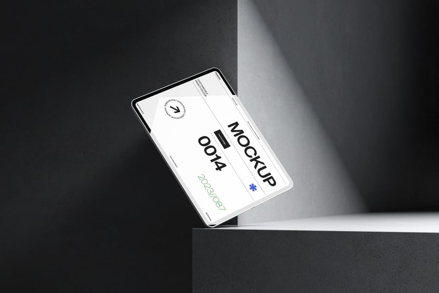 黑色平板电脑设备模型PSD样机素材包