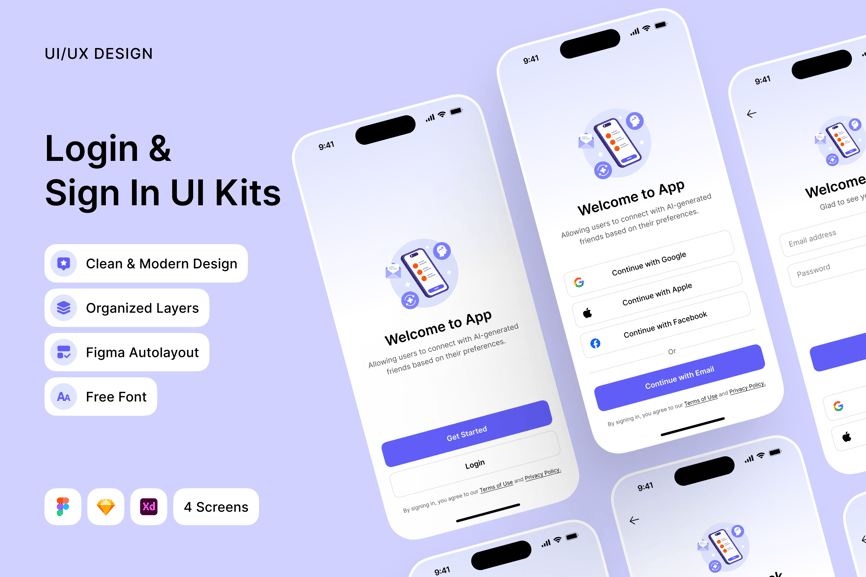 设计简洁现代的登录页UI界面素材包-1 设计简洁现代的登录页UI界面素材包