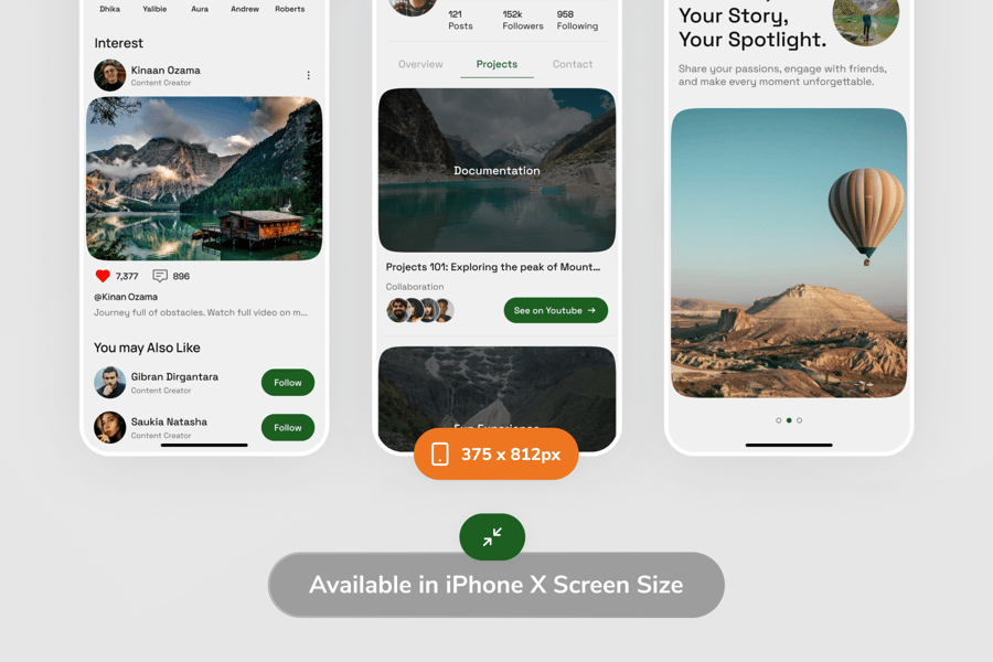 黑色简洁社交媒体应用APP UI KIT素材包