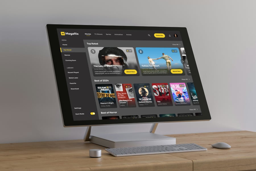 黑色流媒体后台界面网页UI设计模板素材包