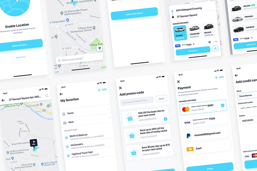 30个蓝色共享汽车移动应用APP UI KIT素材包-8 30个蓝色共享汽车移动应用APP UI KIT素材包