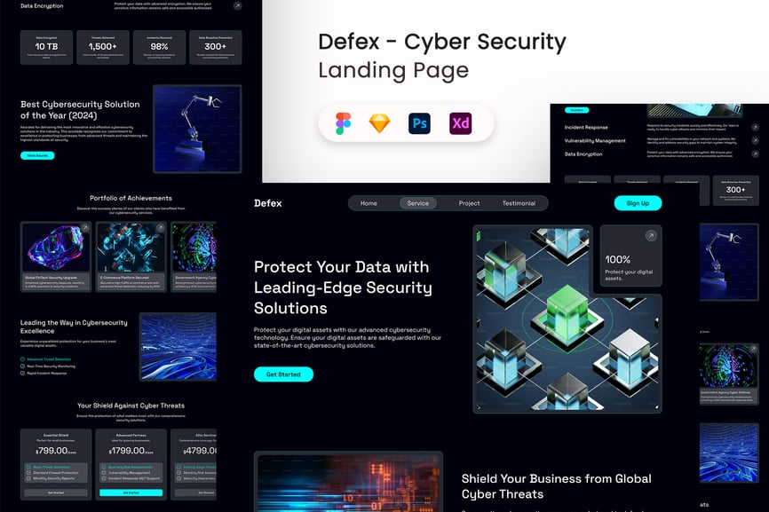 漂亮的黑色网络安全登录页网页UI模板素材包