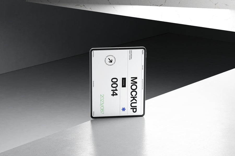 黑色平板电脑设备模型PSD样机素材包