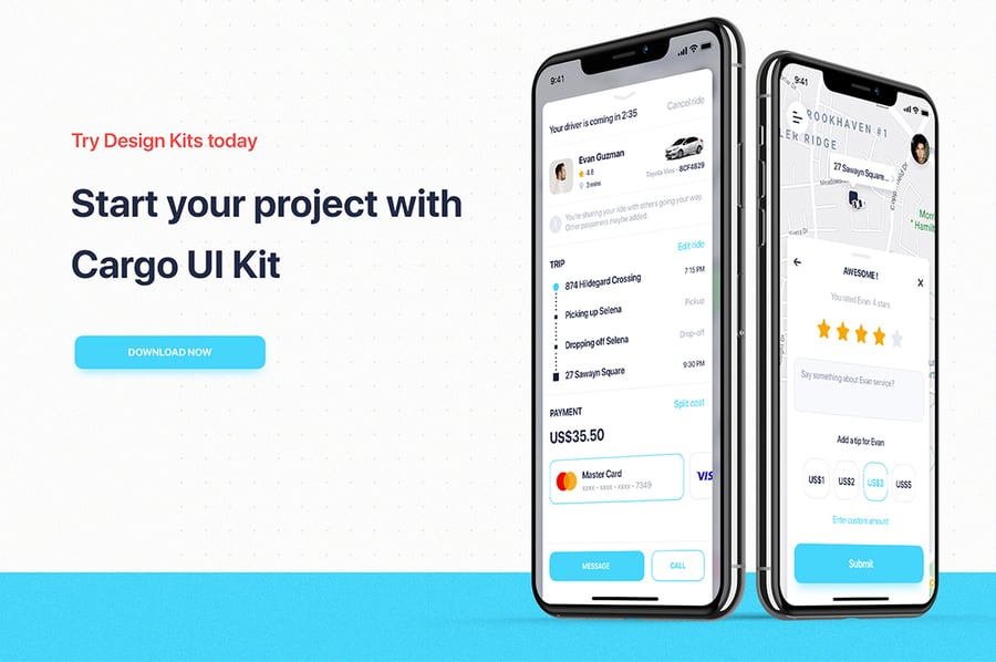 30个蓝色共享汽车移动应用APP UI KIT素材包-3 30个蓝色共享汽车移动应用APP UI KIT素材包