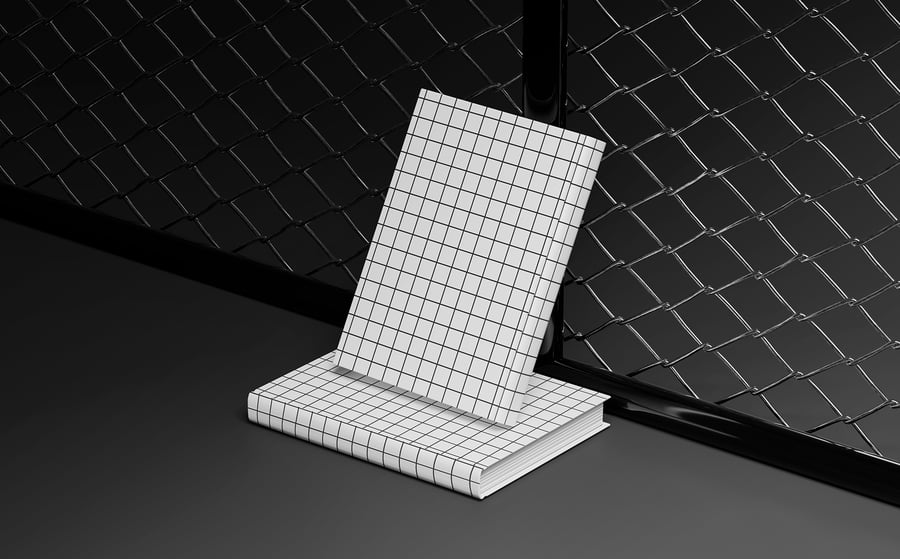 漂亮的黑色钢丝网书籍封面样机PSD素材包-5 漂亮的黑色钢丝网书籍封面样机PSD素材包