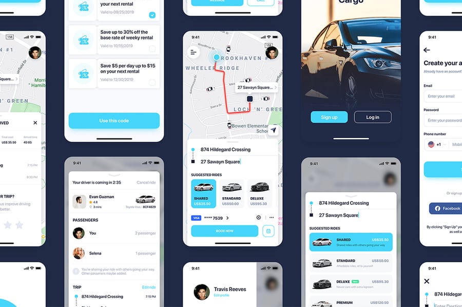 30个蓝色共享汽车移动应用APP UI KIT素材包-4 30个蓝色共享汽车移动应用APP UI KIT素材包
