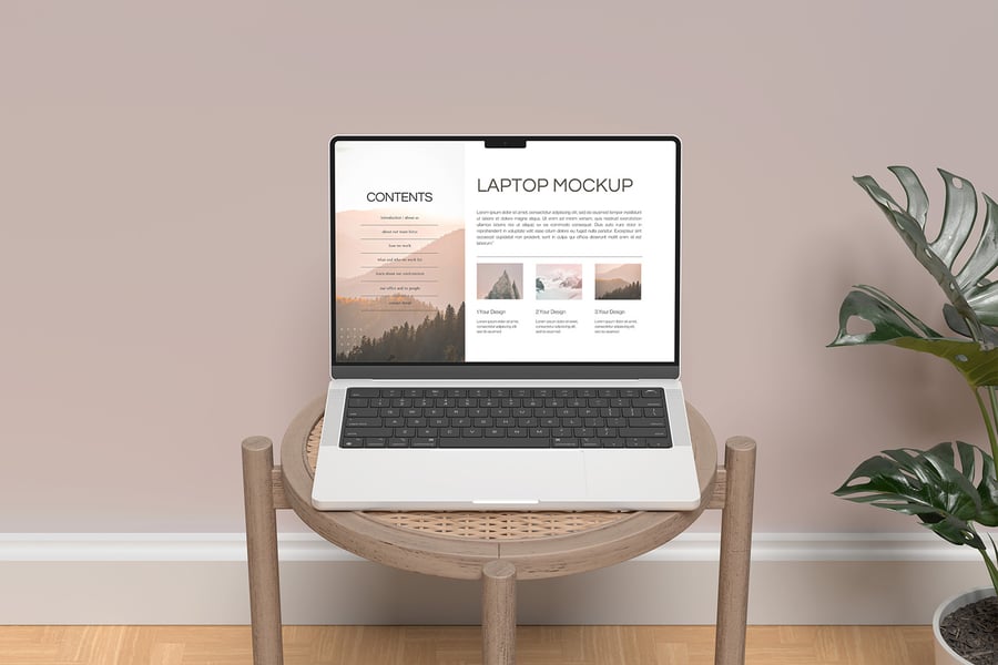 多种角度打开的苹果笔记本电脑模型PSD样机素材包