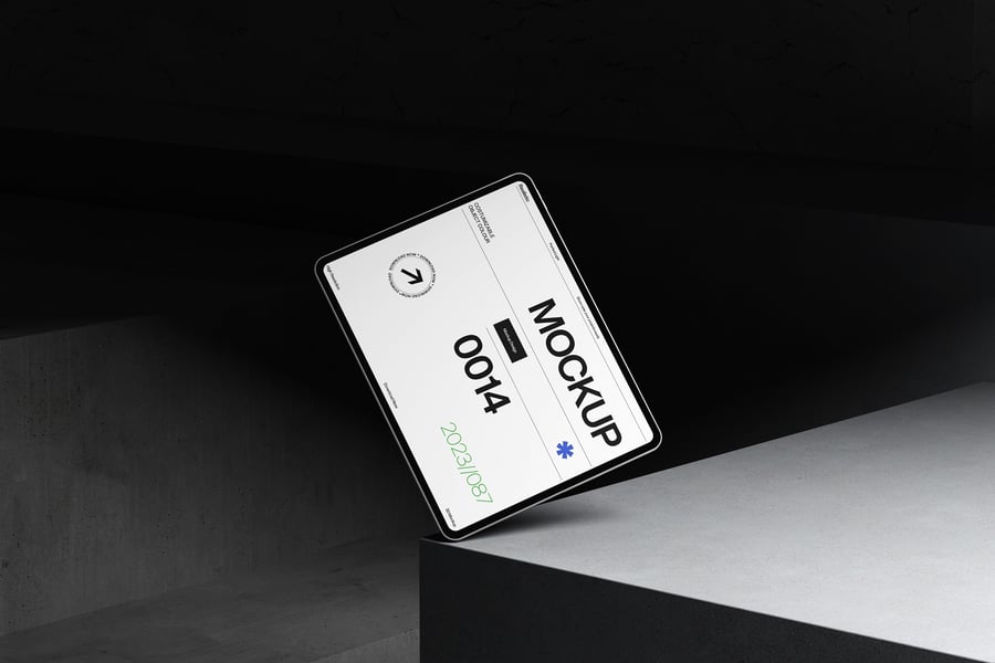 黑色平板电脑设备模型PSD样机素材包