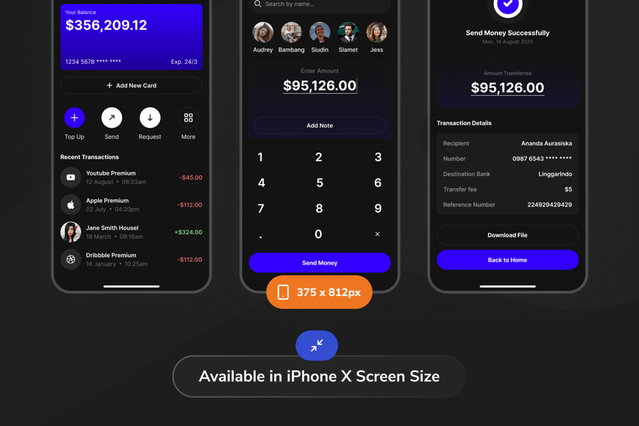 黑色简洁数字银行应用APP UI KIT素材包