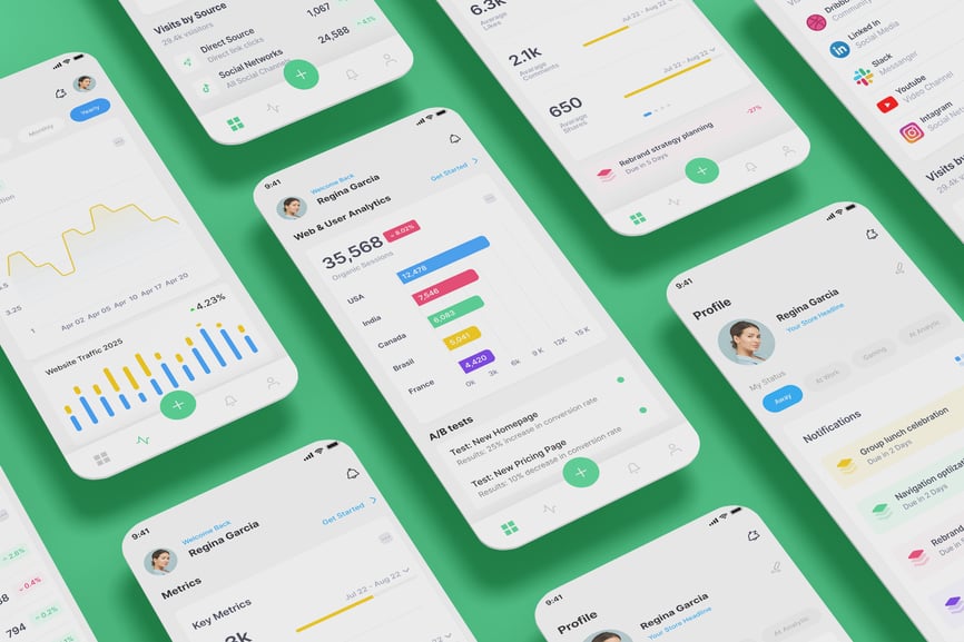 网络和用户分析，数据在线流量，SEO应用APP UI KIT素材包