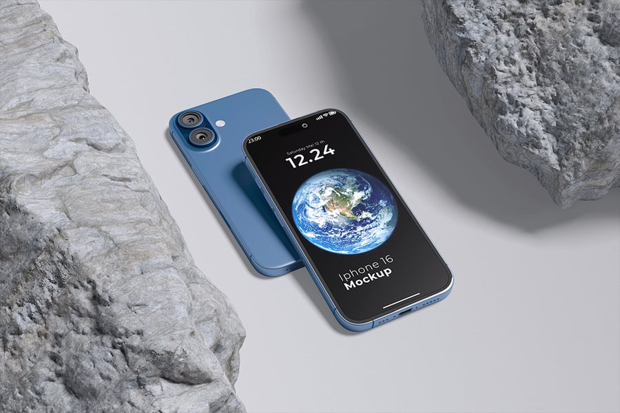典雅的iPhone 16手机模型PSD样机素材包