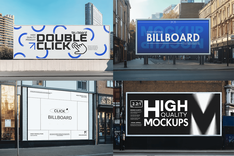 室外城市广告牌模型PSD样机素材包